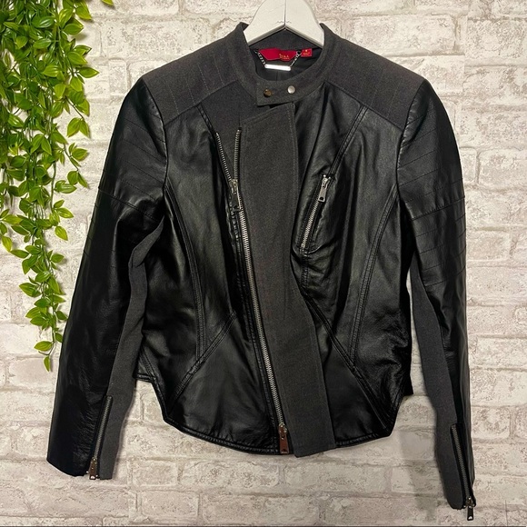 G.I.L.I. Jackets & Blazers - G. I. L. I Genuine Leather Asymmetrical Bomber Cool Jacker with Silver Hardware